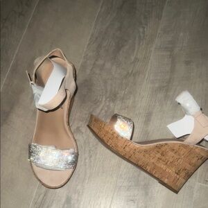 Torrid Beige and Silver Wedge Sandals